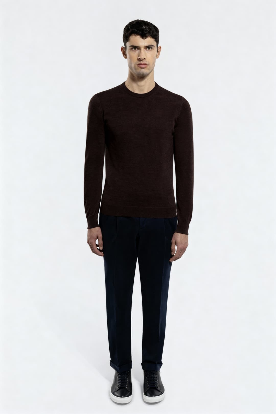 Crew Neck Sweater in Extrafine Merino Wool