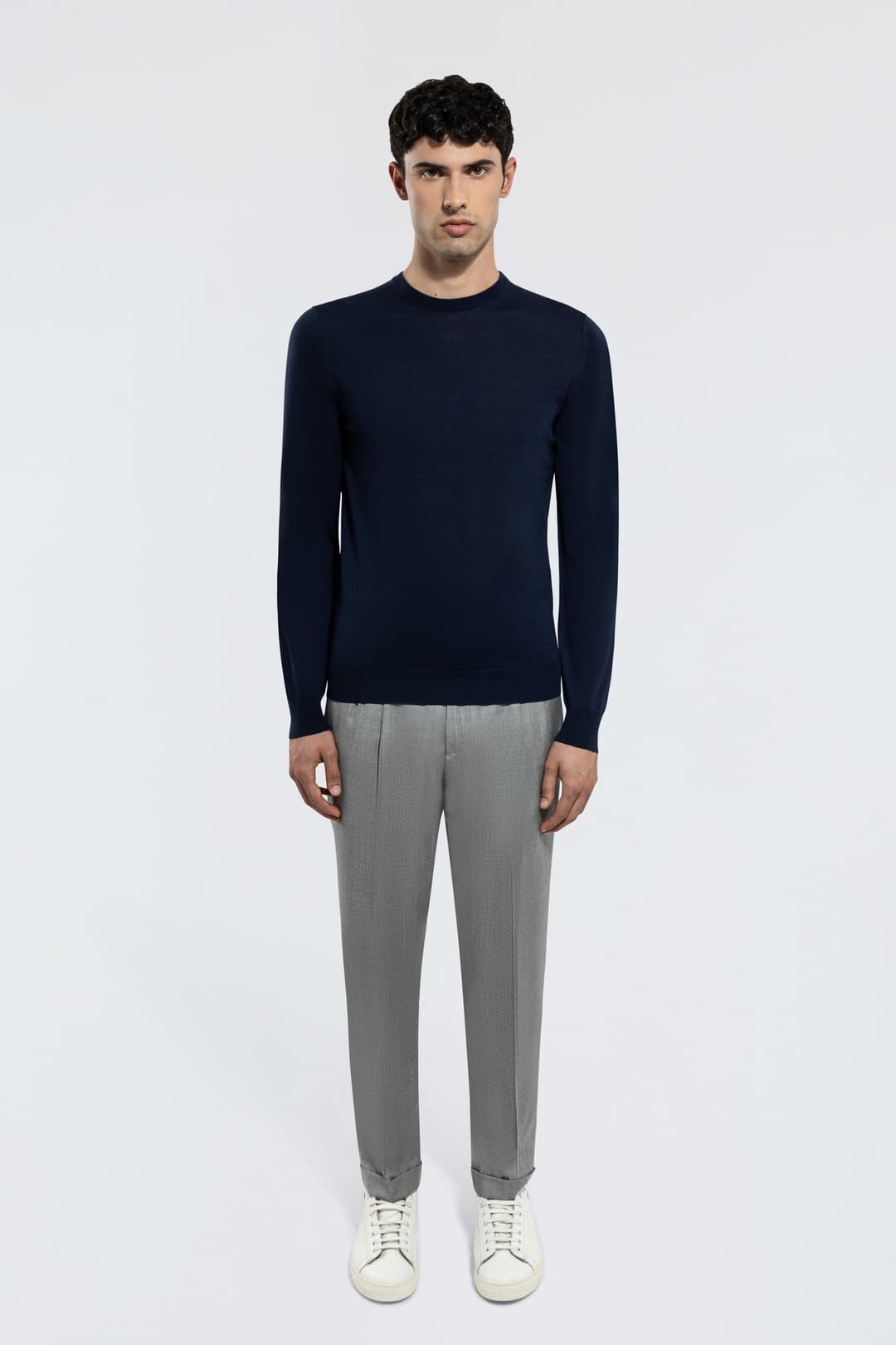 Crew Neck Sweater in Extrafine Merino Wool