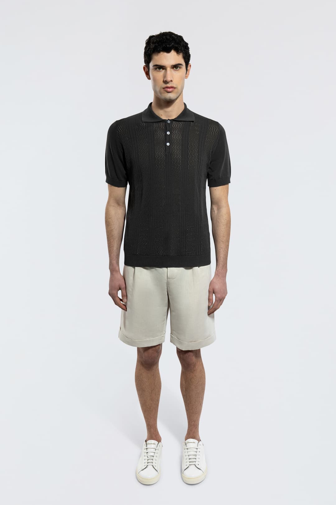 Openwork Knit Polo