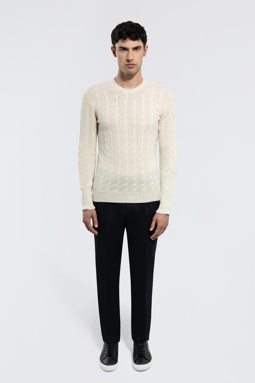 Cable-Knit Cashmere Crewneck Sweater