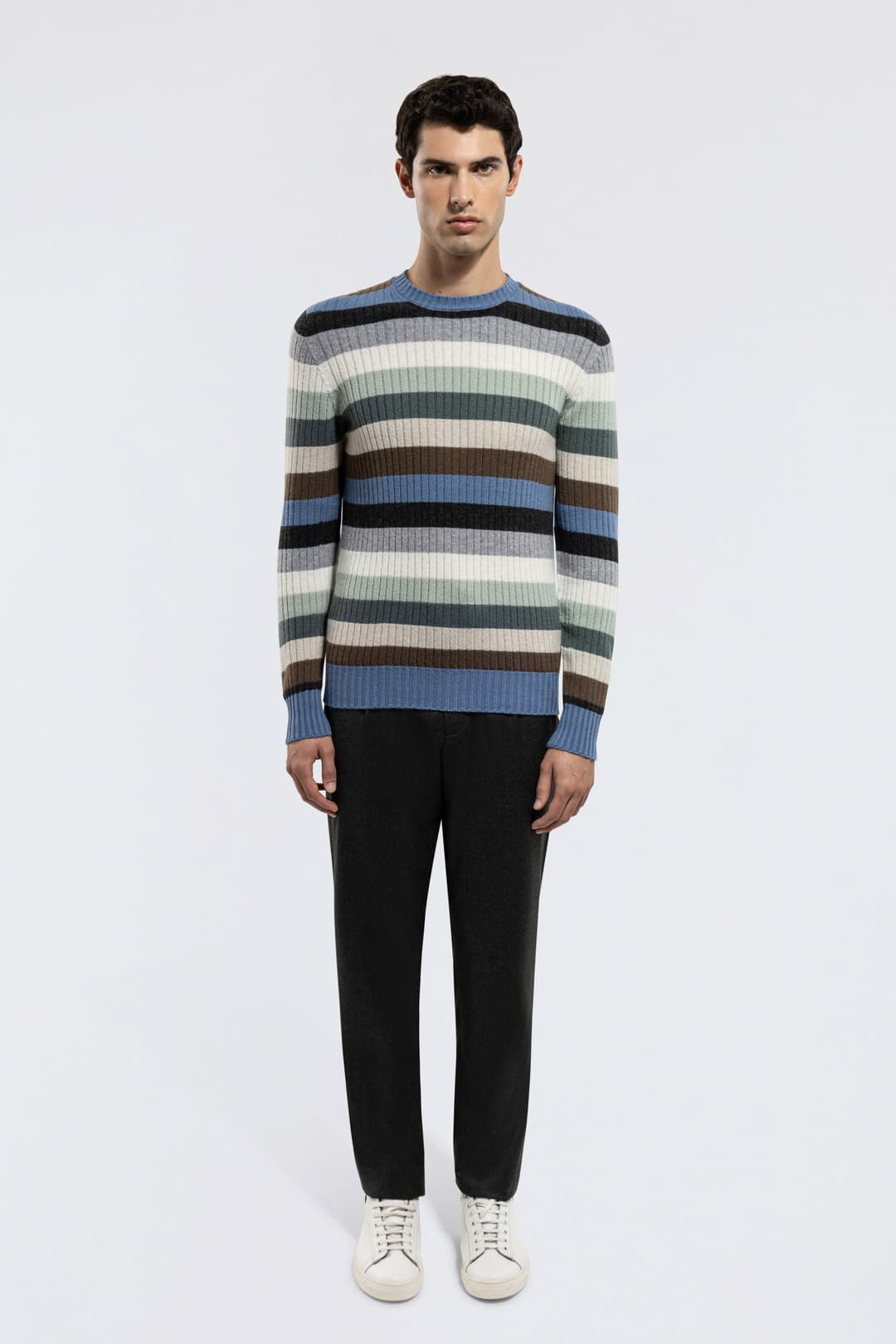 Striped Cashmere Crewneck Sweater