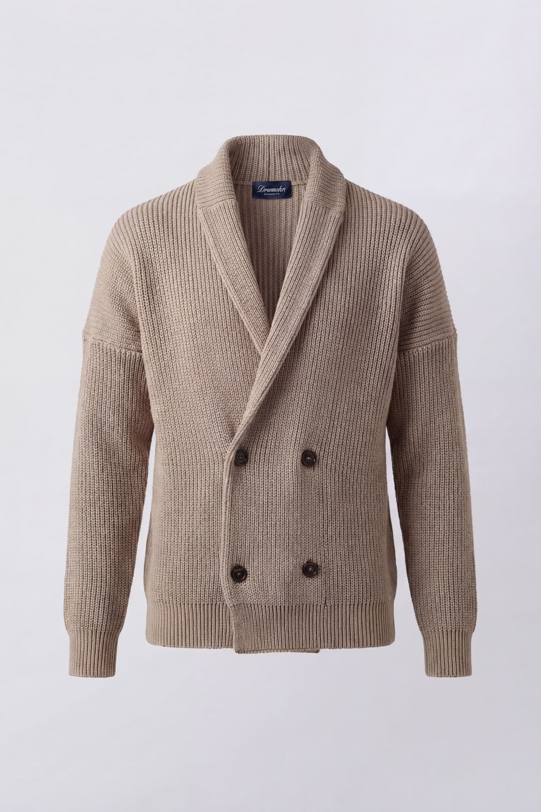 Double-Breasted Cardigan in Cotton Corn Stitch
