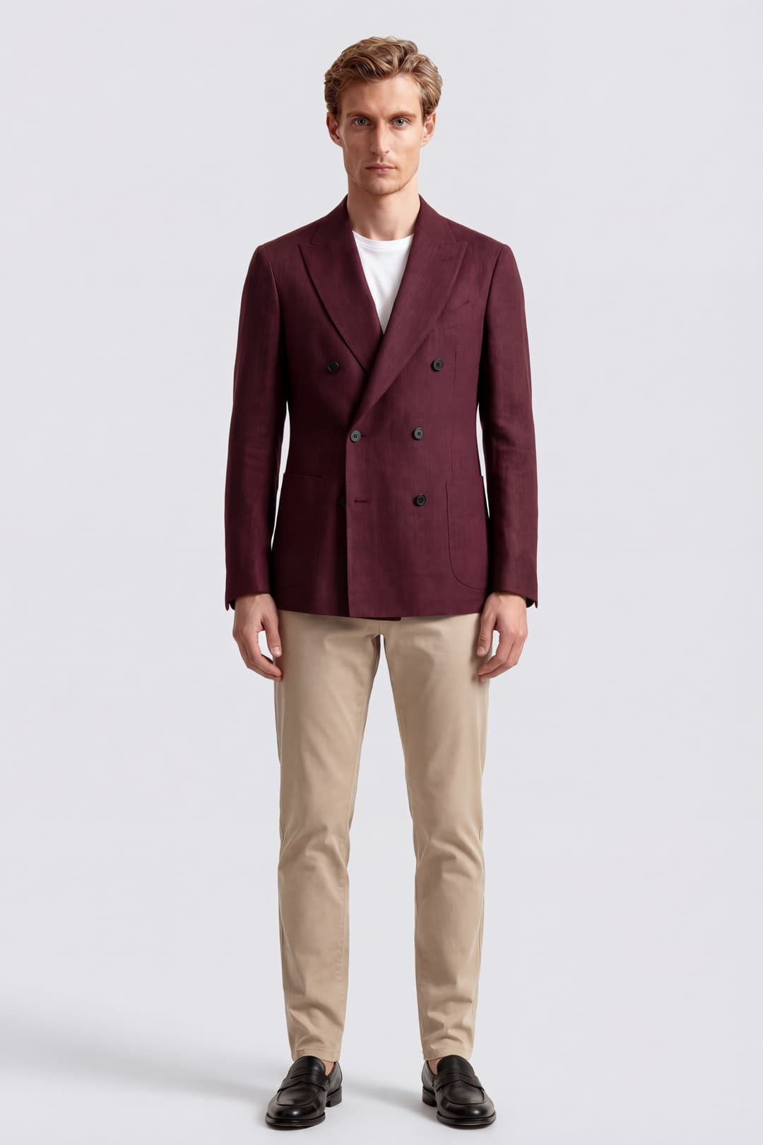 Double-Breasted Linen and Wool Blazer
