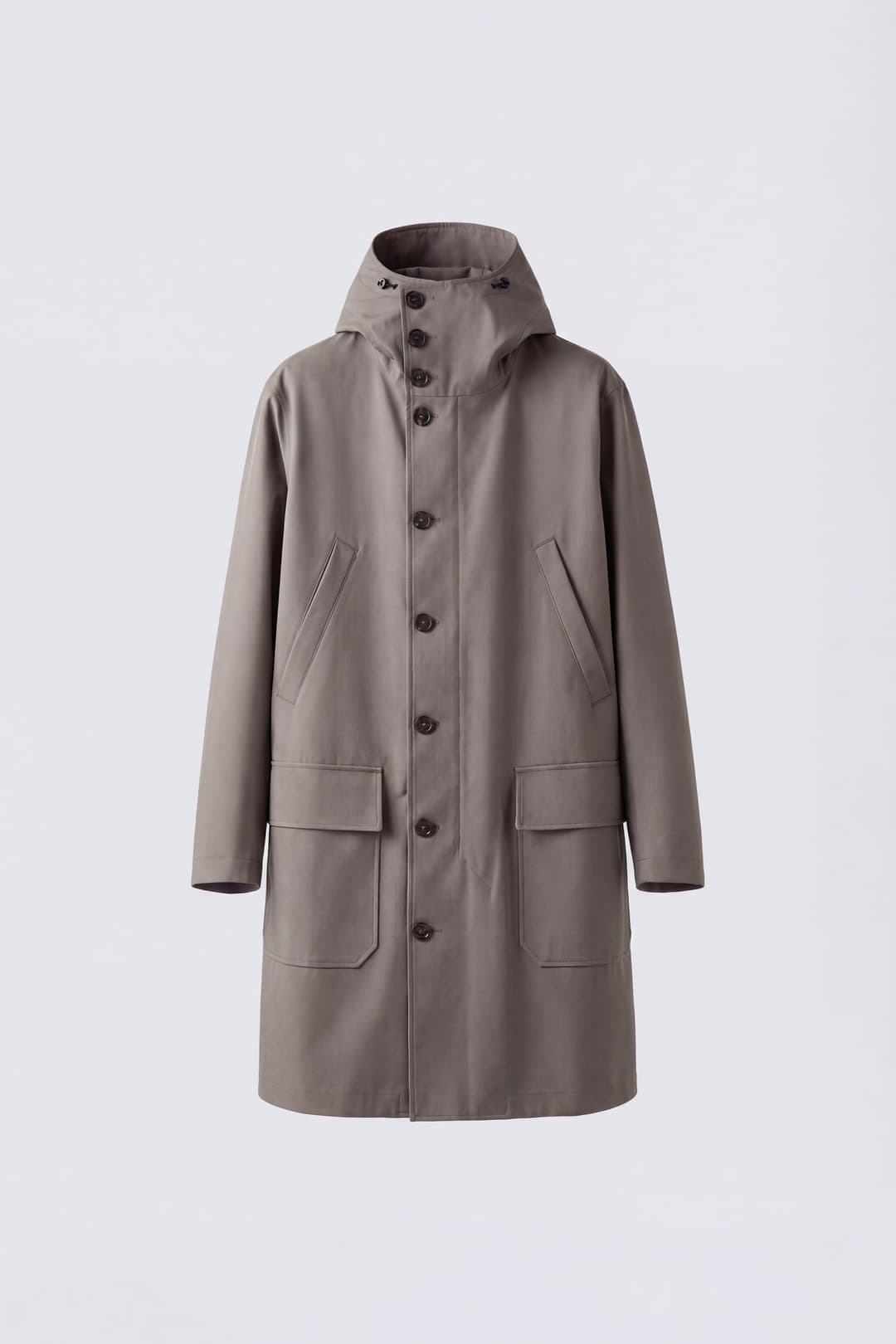 Technical Hooded Coat in Gabardine