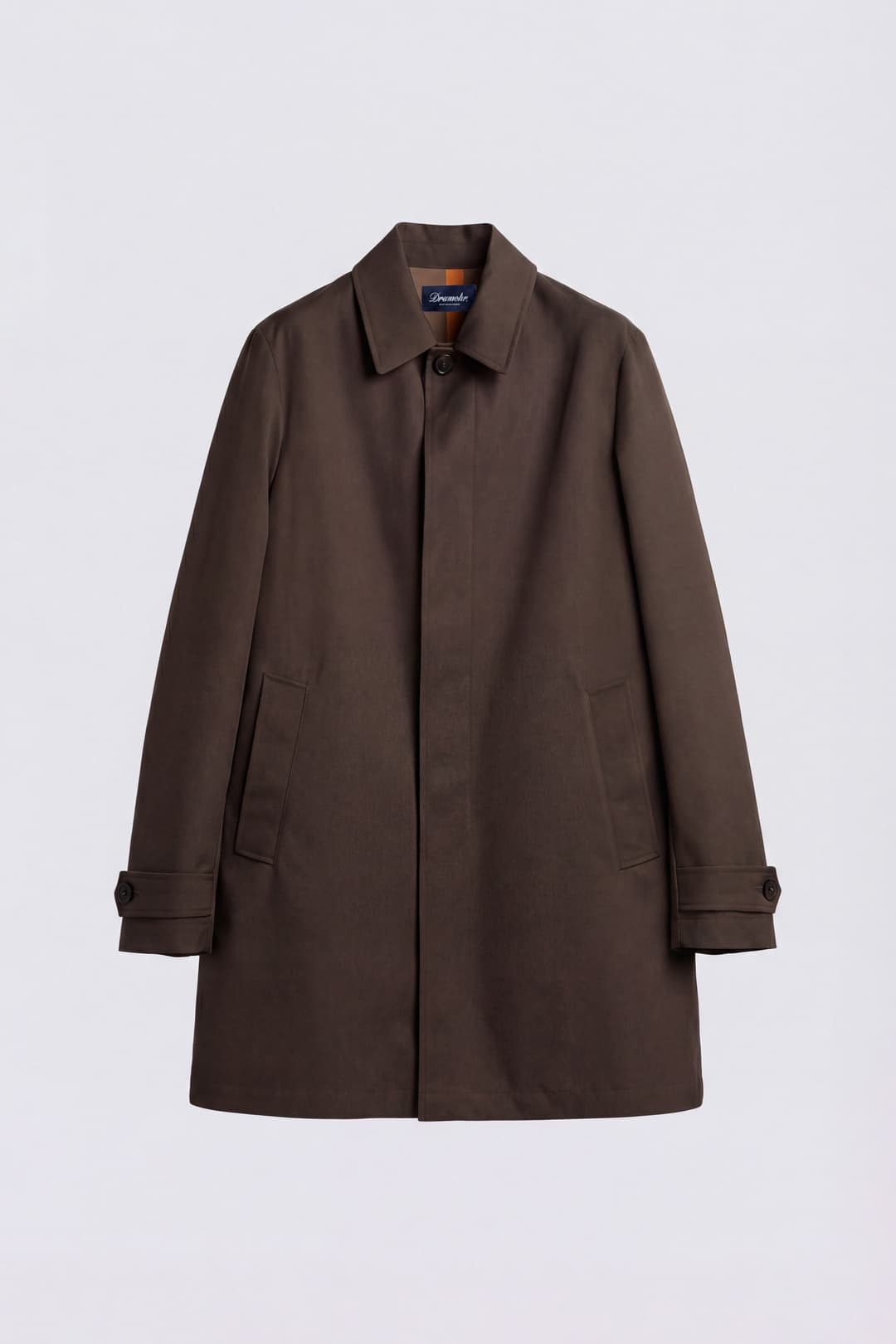 Gabardine Overcoat with Checked Lining