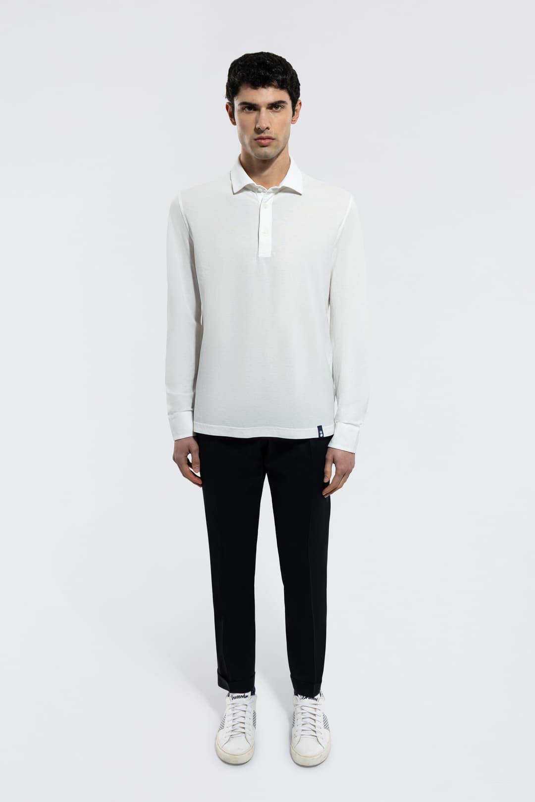 Long-Sleeved Cotton Polo