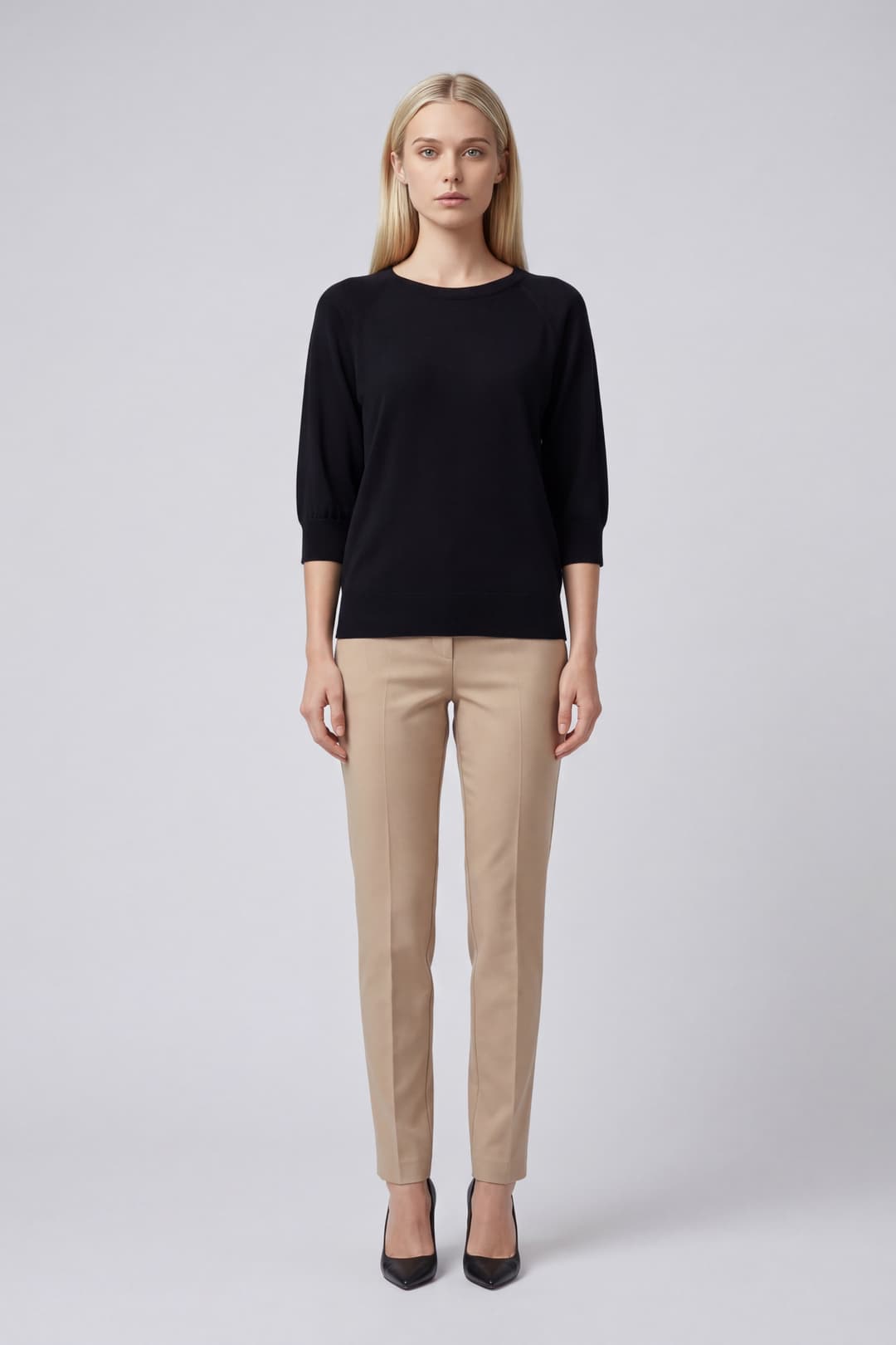 Cotton T-Shirt with Three-Quarter Sleeves