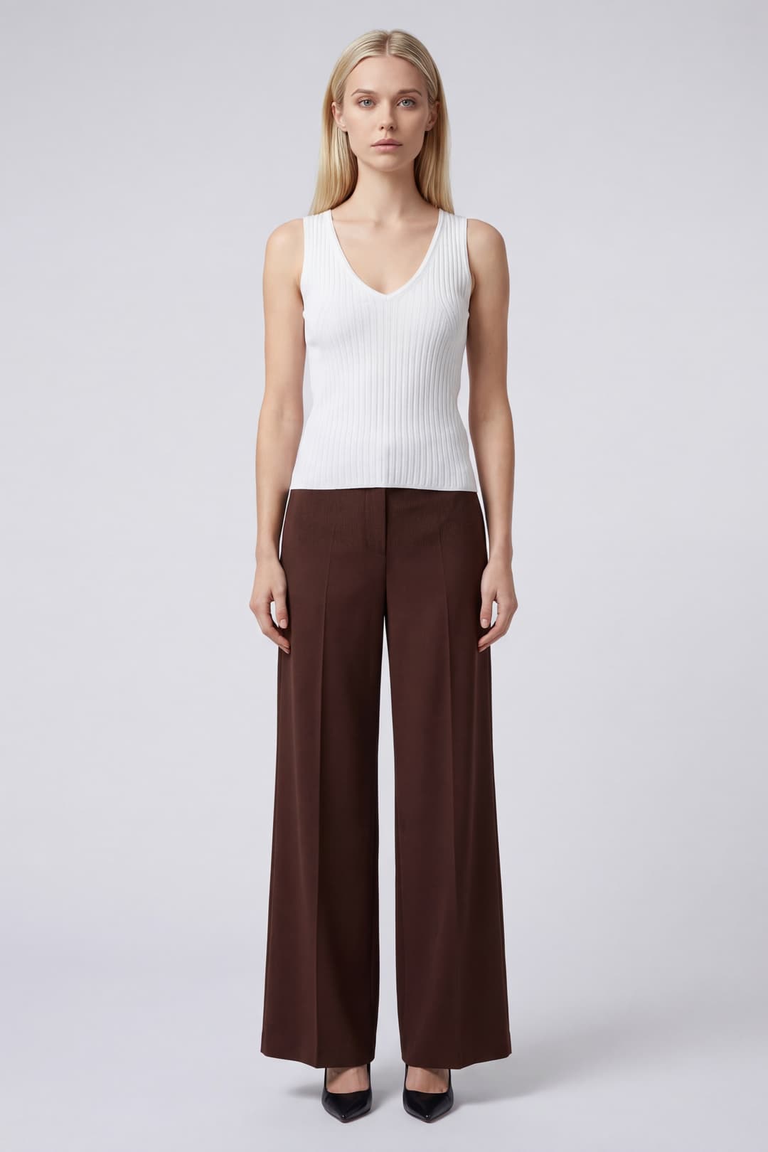 Ribbed Tank top with V-Neckline