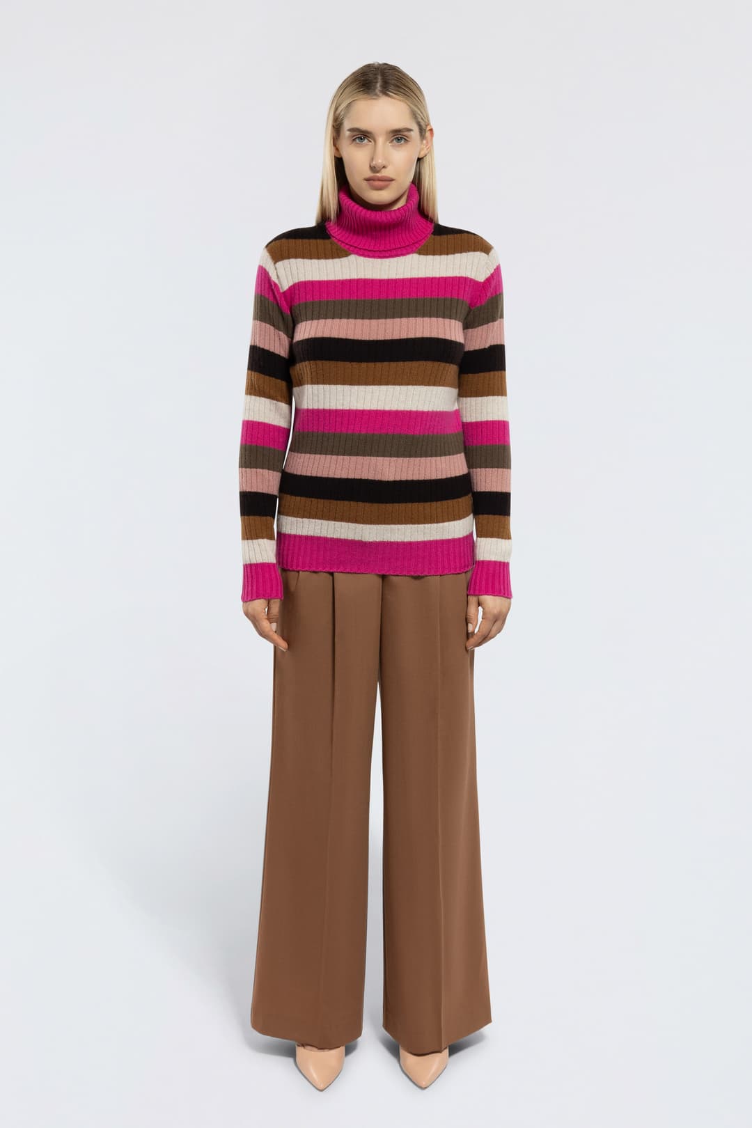Striped Cashmere Turtleneck