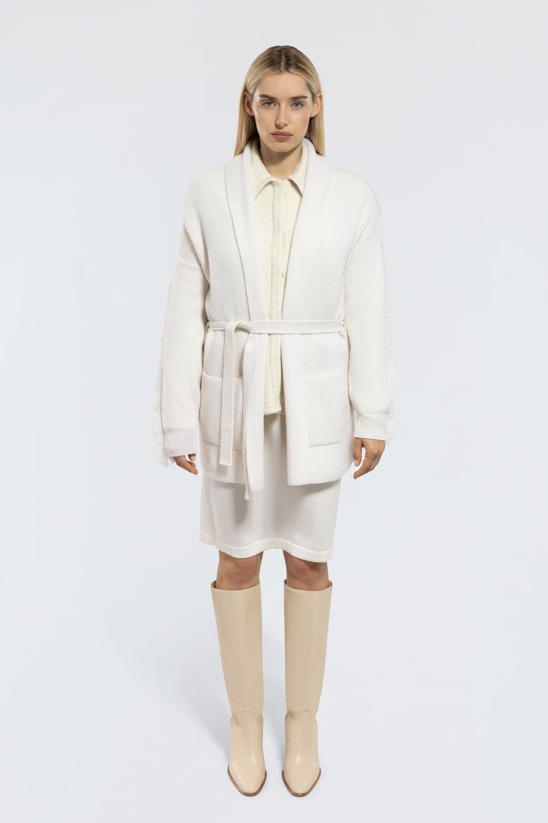 Long Cashmere Cardigan with Belt