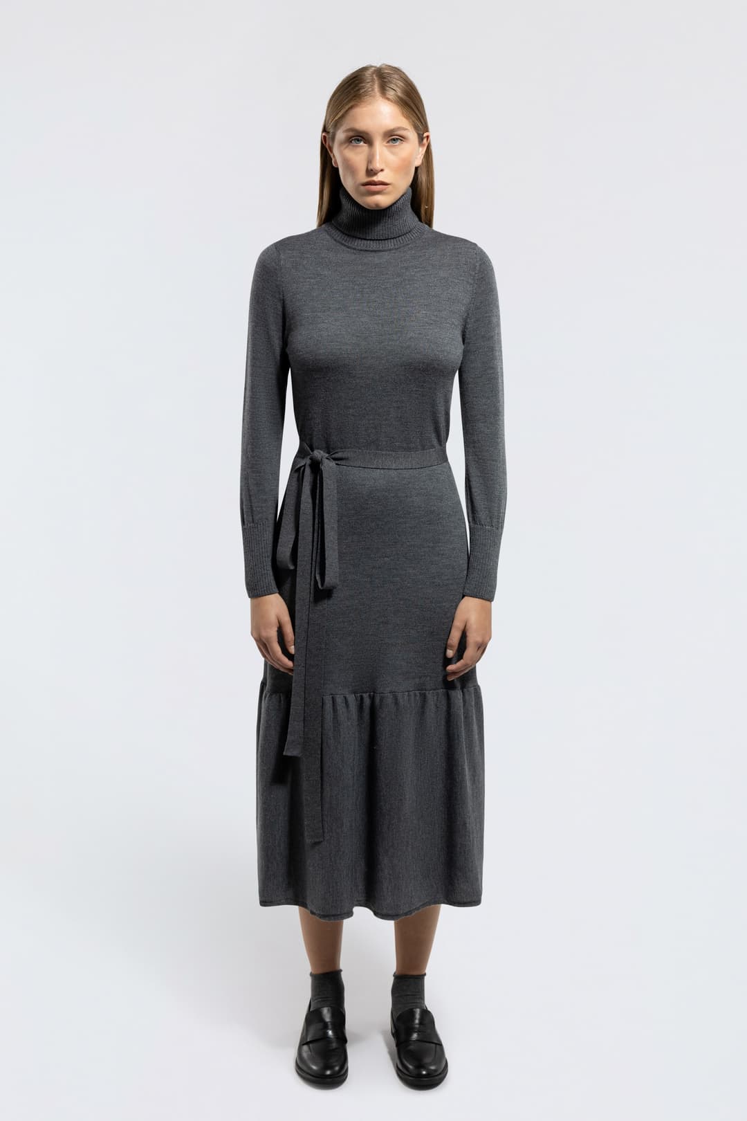 Merino Wool Dress with Turtleneck
