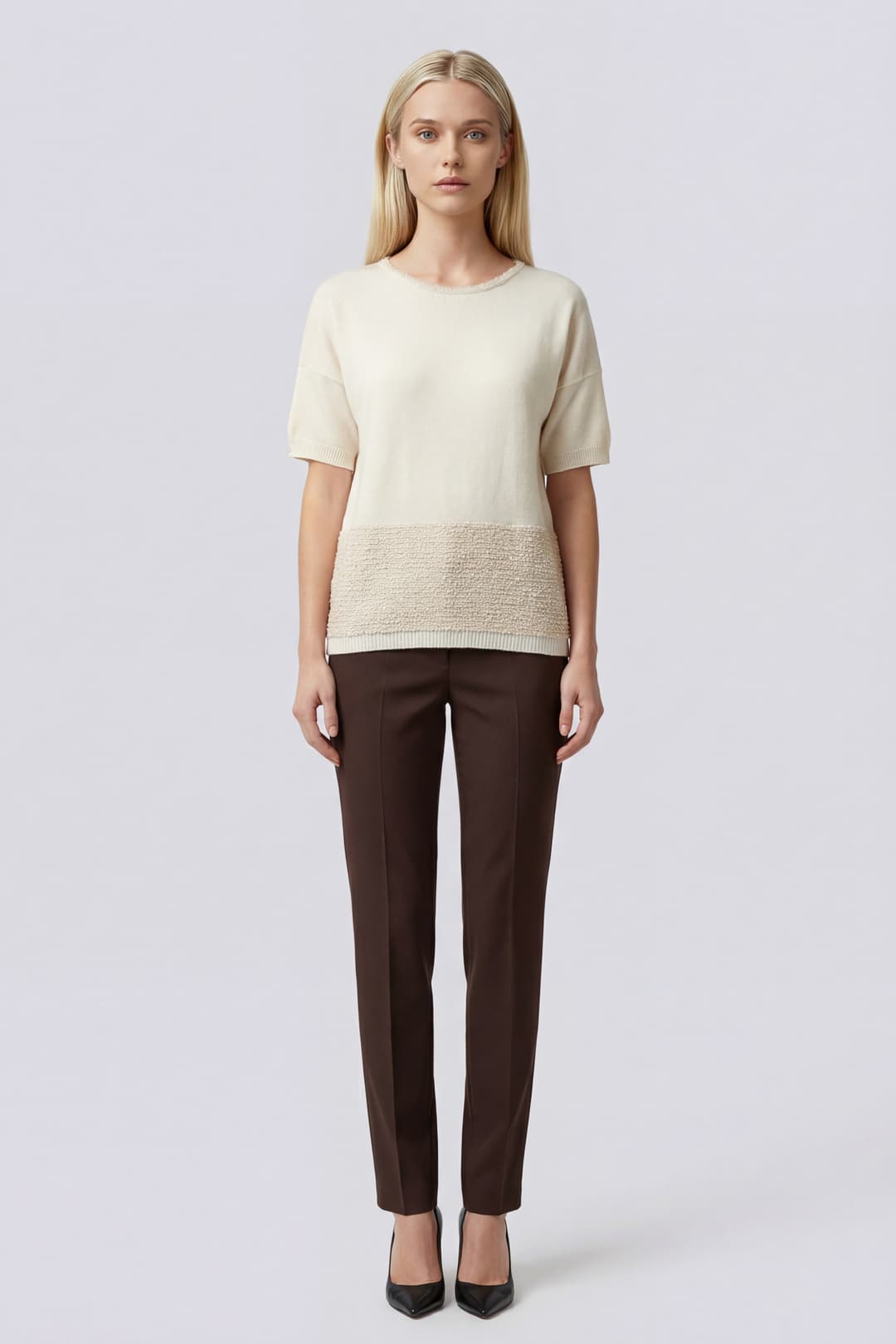 T-shirt with Bouclé Band