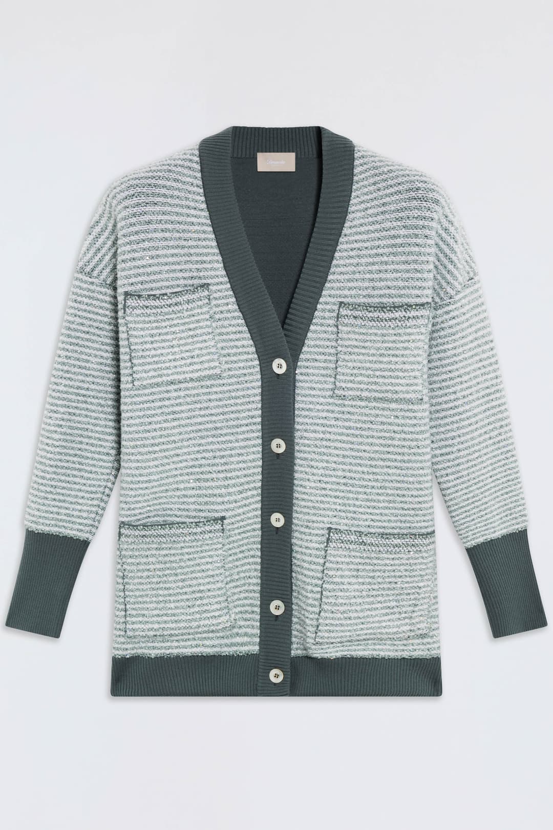 Striped bouclé knit cardigan