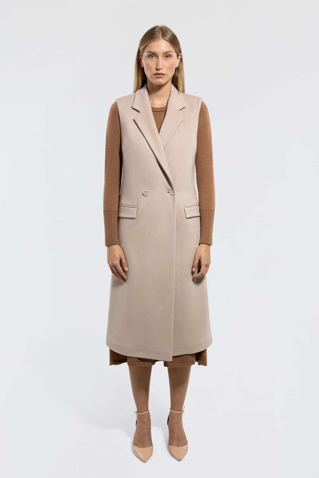 Sleeveless Wool Coat