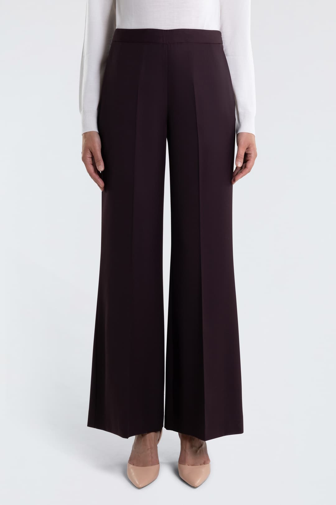 Wide-Leg Virgin Wool Palazzo Trousers